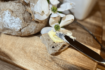 sourdough bread on a wooden cutting board